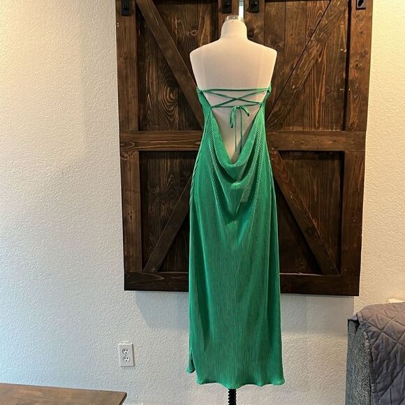 Sexy Strapless Pleated Maxi Tube Dress Slim Fit Backless Bodycon Long Dress Lrg - Picture 7 of 12